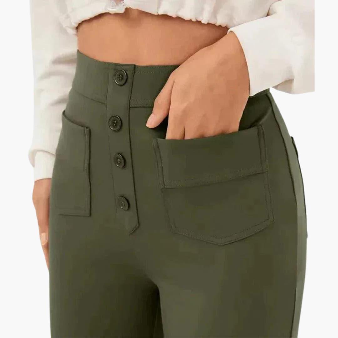 Relaxed fit women's casual trousers, straight leg, elasticated waist for versatile all-season comfort.