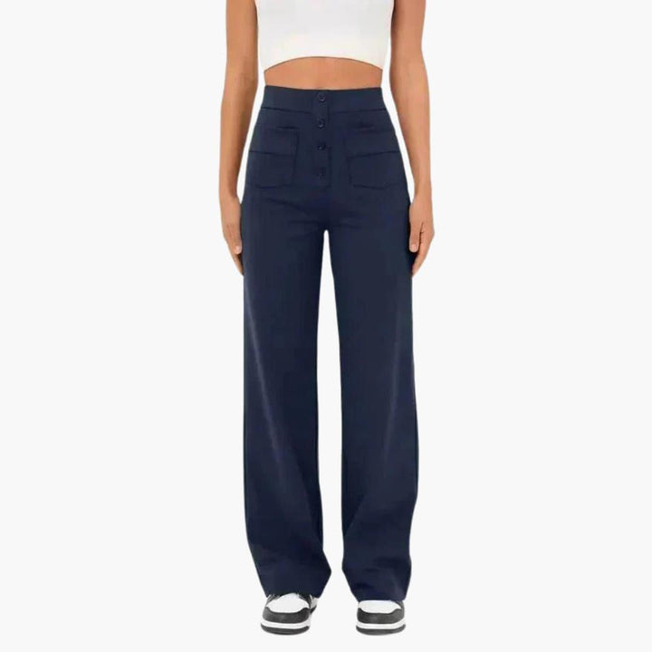 Chic women's relaxed fit casual trousers with straight leg and elasticated waist for effortless style.