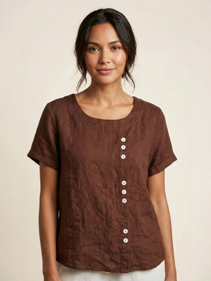 Summer fashion women's button blouse, a versatile loose fit top.