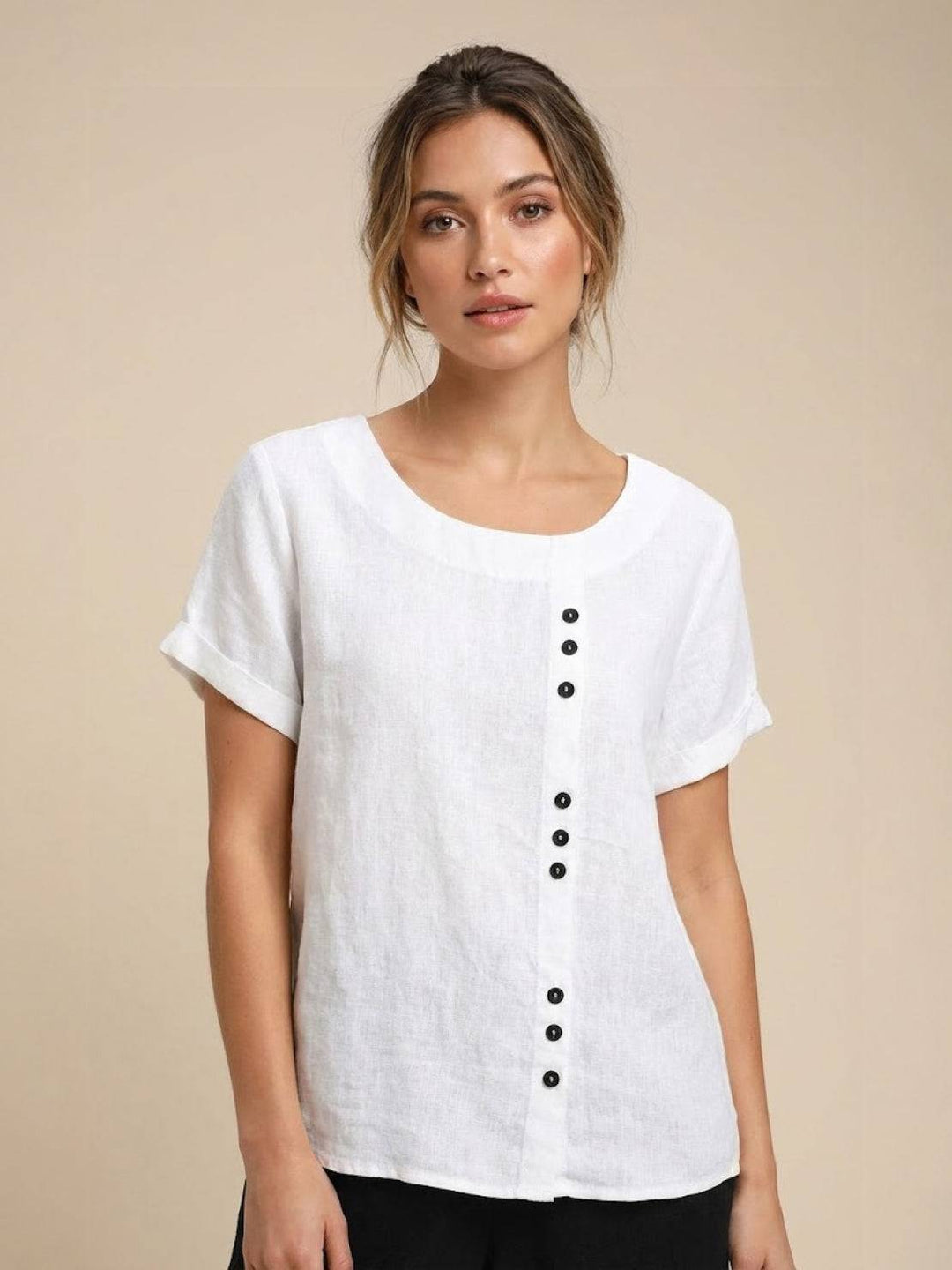 Women's casual round neck blouse, effortless for daily summer wear.