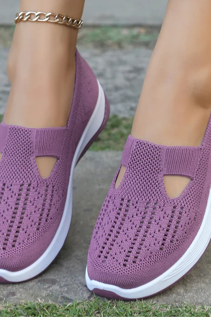 Breathable fabric of women's slip-on casual sneakers ensures cool comfort for all-day wear.