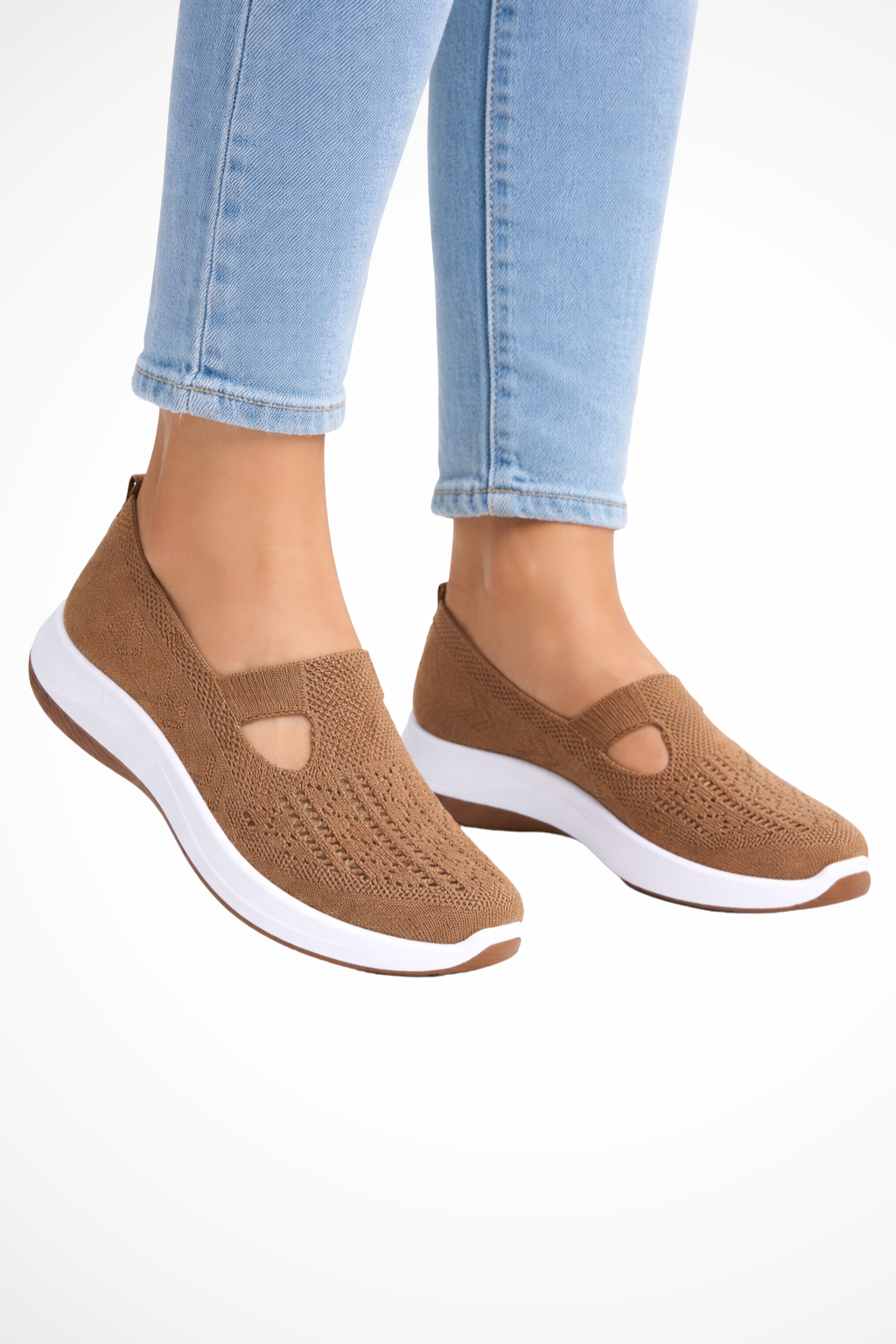 Durable sole of women's slip-on casual sneakers, providing grip & long-lasting comfort.