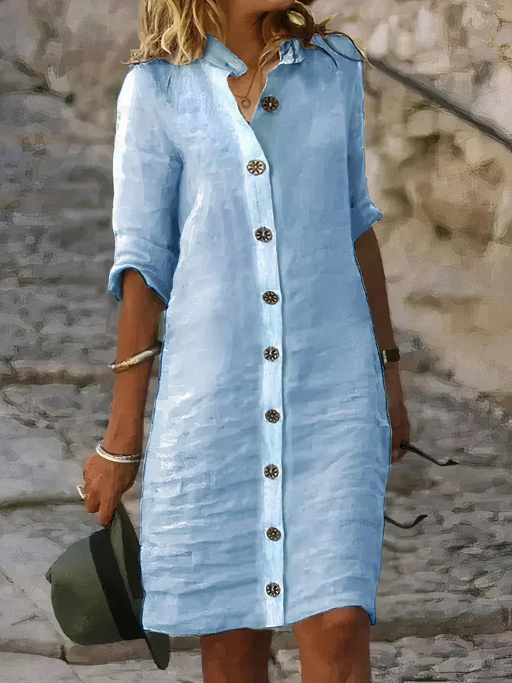 Comfortable women's relaxed fit midi dress for effortless summer style, great for casual daily wear.