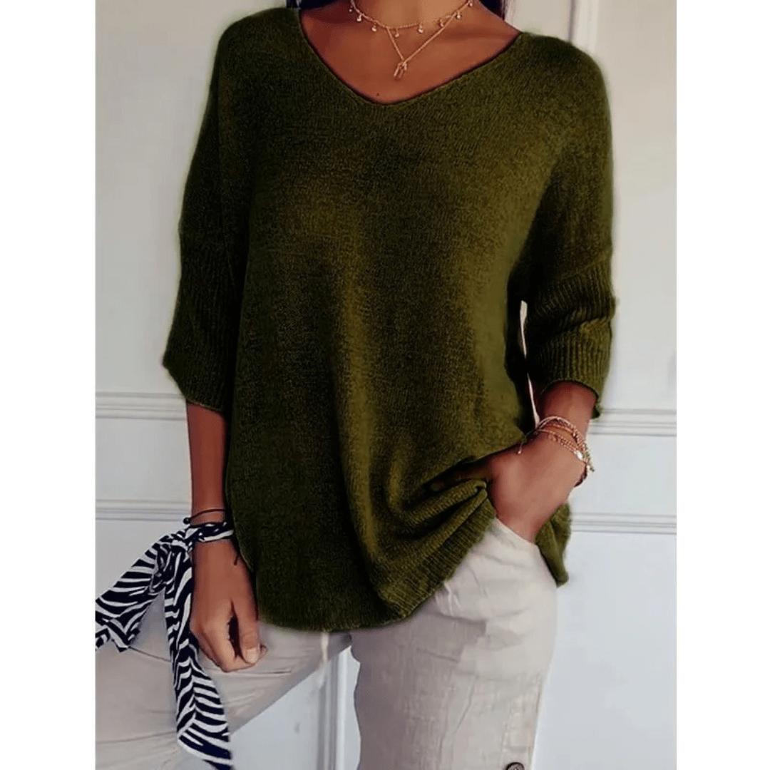 Everyday style V-neck blouse for women, 3/4 sleeve, designed for ultimate comfort.