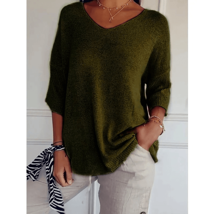 Everyday style V-neck blouse for women, 3/4 sleeve, designed for ultimate comfort.