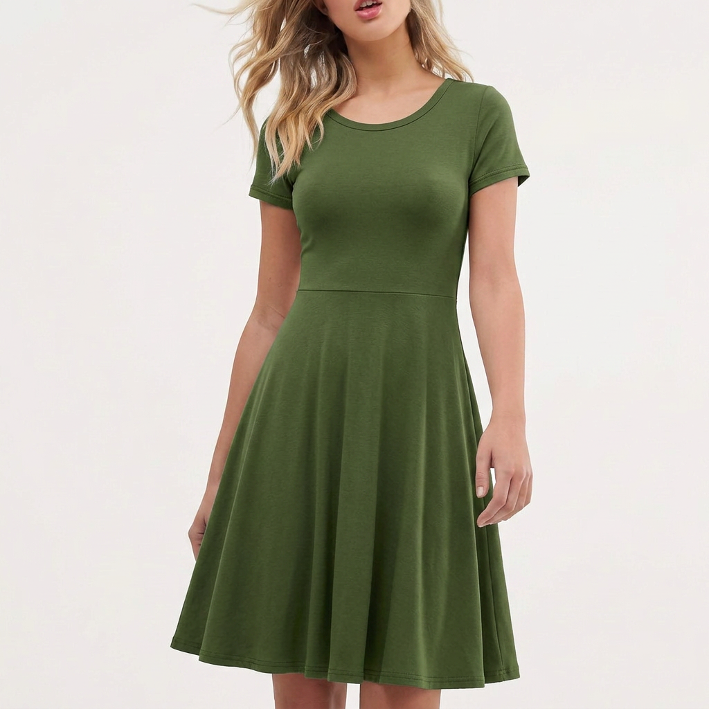 Perfect summer party dress: elegant women's A-line with bow detail. Short sleeve, above knee for casual or formal wear.