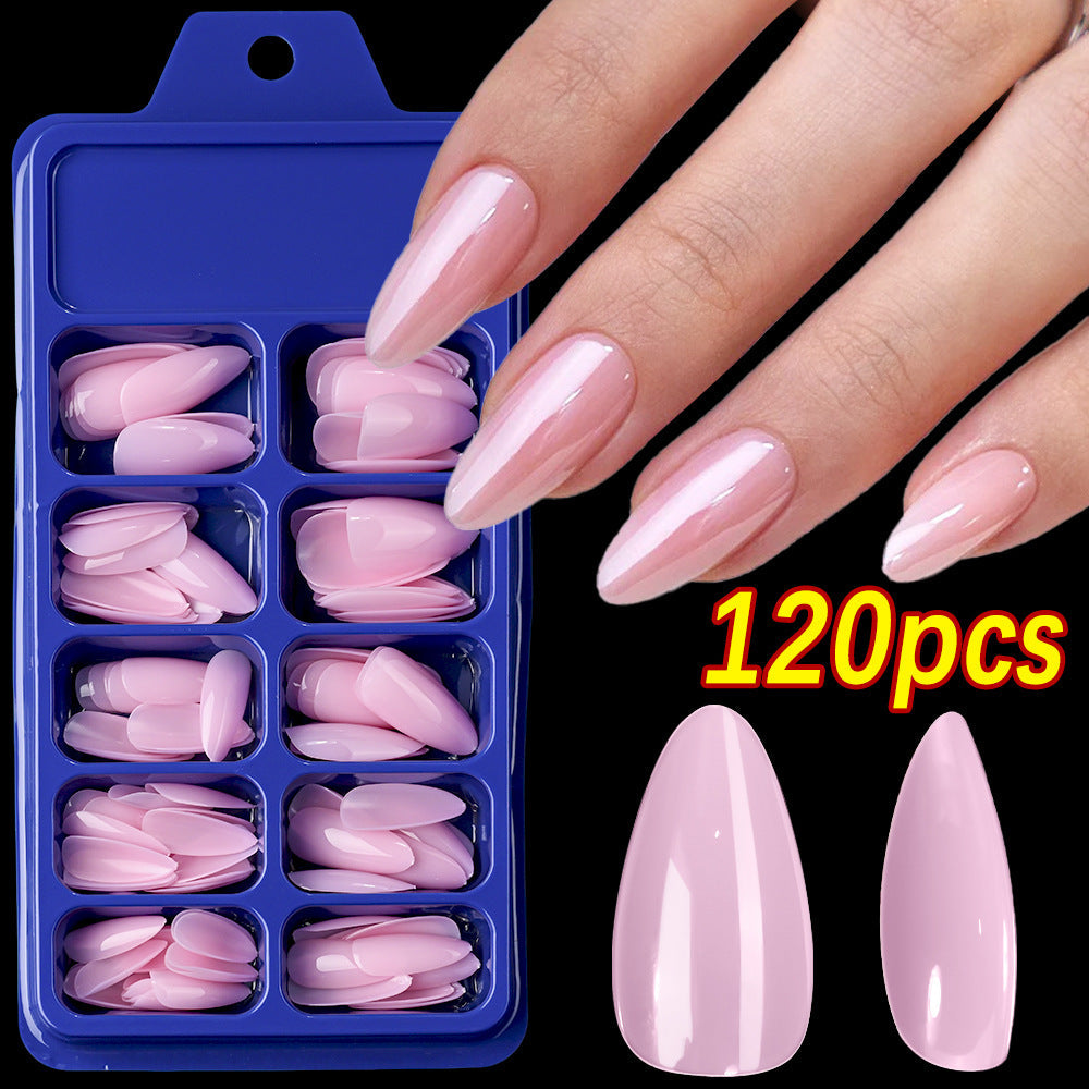 Long-lasting durable almond false nails, women's premium elegant press-on artificial manicure set.