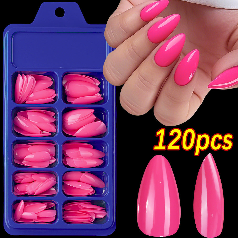 Women's premium almond shape false nails, easy press-on artificial nail art kit.