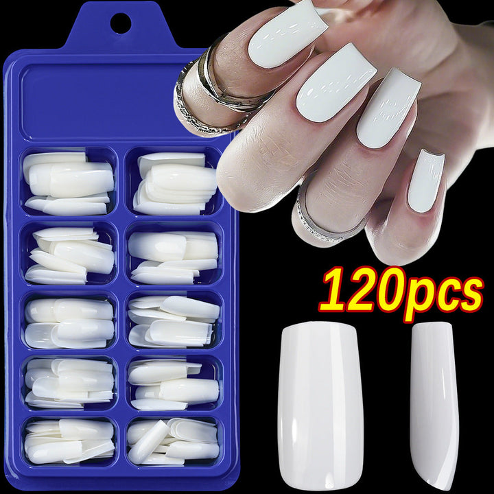 Women's elegant false nails set, premium almond shape press-on for a perfect artificial manicure.