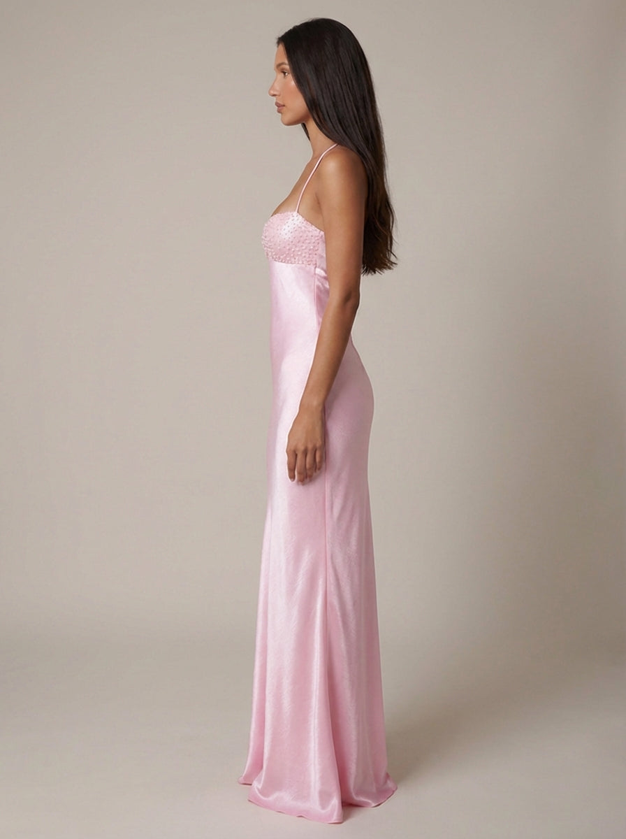 Long elegant beaded halterneck maxi dress for women. Perfect evening gown for formal events & galas.