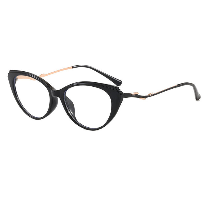 Elegant black cat-eye glasses, perfect women's eyewear combining style and comfort for daily use.