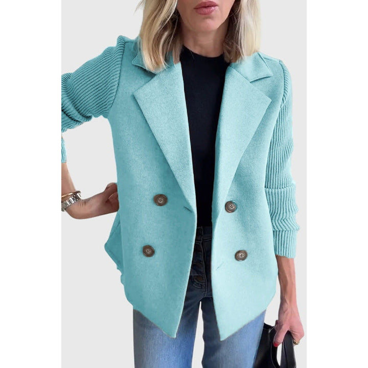 Chic women's double-breasted blazer, sophisticated fashion jacket for versatile business casual or elegant outfits.
