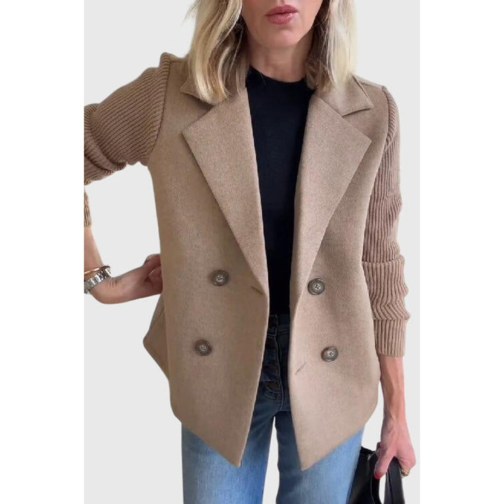 Elegant women's double-breasted blazer with classic buttons, a sophisticated choice for formal & smart casual wear.