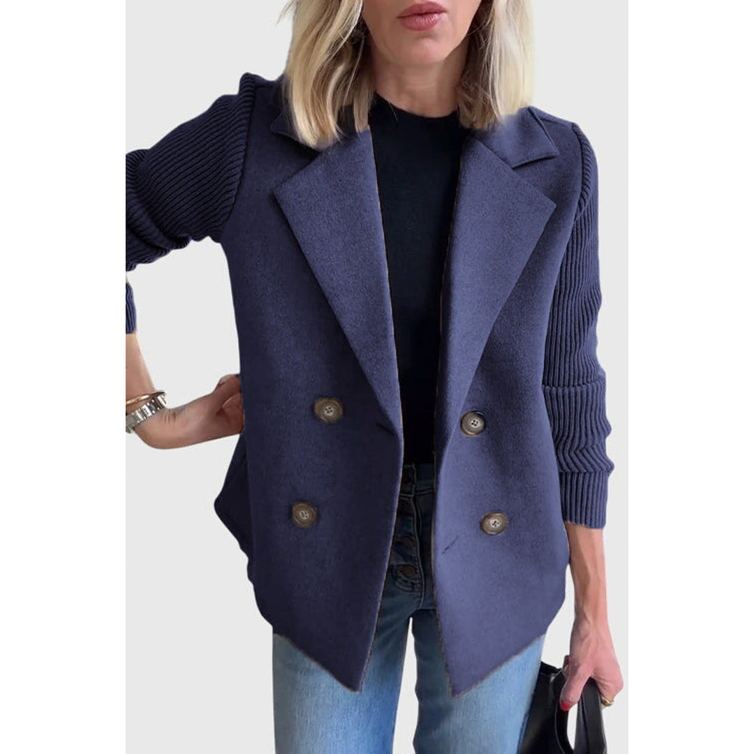 Sophisticated women's double-breasted blazer jacket, ideal for achieving an elegant & polished professional look.