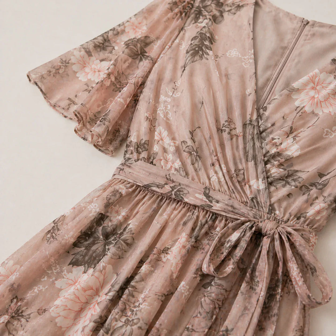 Versatile women's floral midi dress. Tummy control design ensures an elegant and comfortable fit.