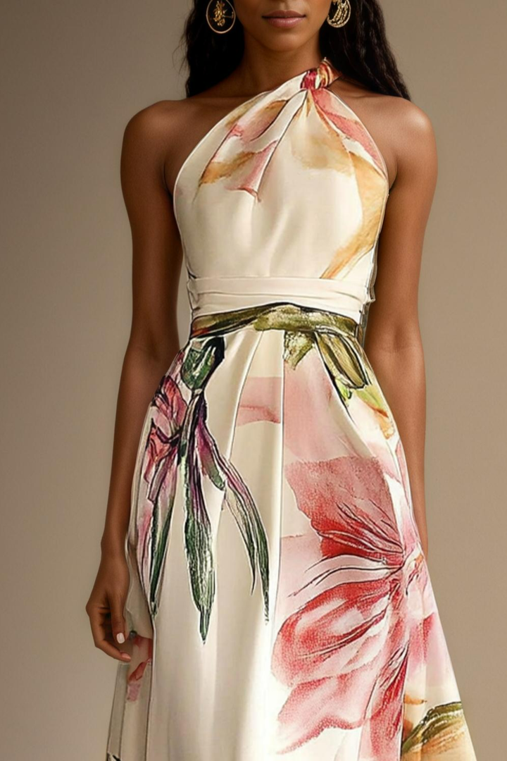 Stylish women's one-shoulder floral maxi dress, ideal for wedding guest attire & special occasions.