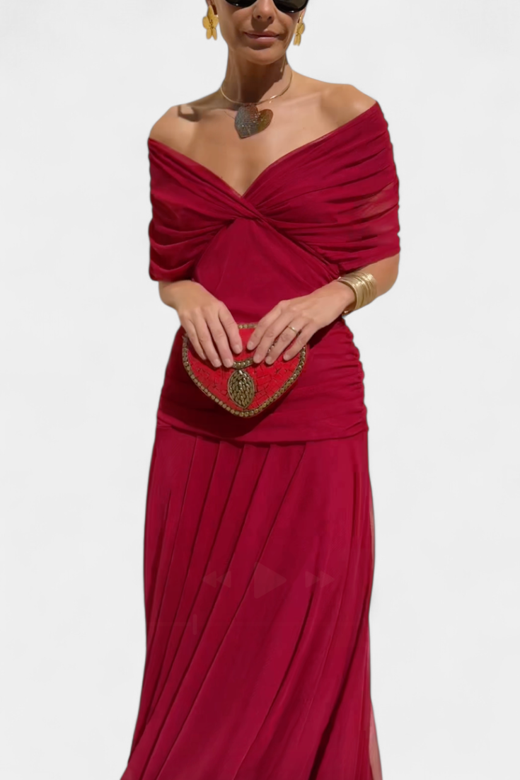 Chic floral V-neck maxi dress, elegant flowy women's fashion for summer.