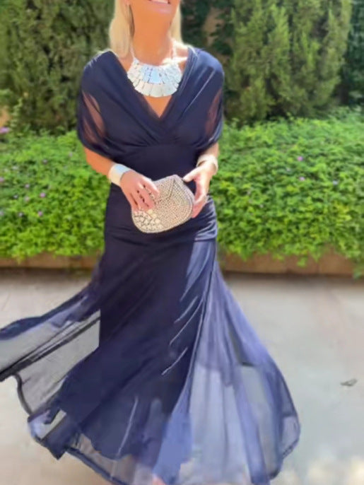 Summer V-neck floral maxi dress for women, long, flowy, and fashion-forward.