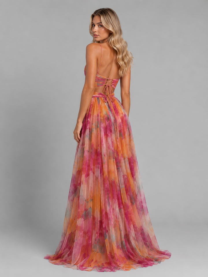 Chic women's floral V-neck long maxi dress, a versatile summer fashion piece for casual or vacation wear.