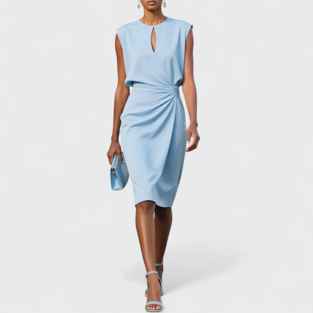Women's elegant flowing midi dress for special occasions. Classic style, perfect for weddings or parties.