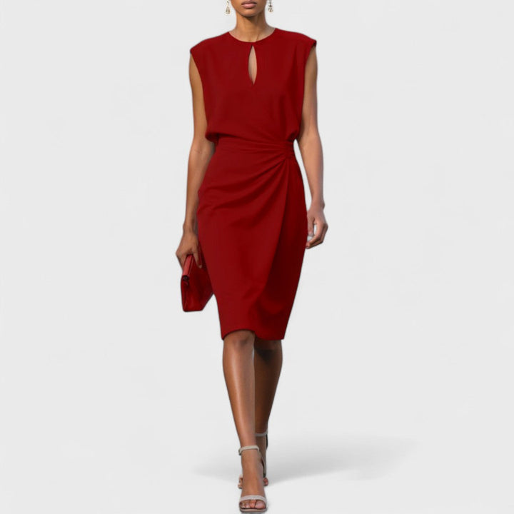 Versatile women's elegant midi dress. Flowing style for parties, weddings, and all special occasion events.