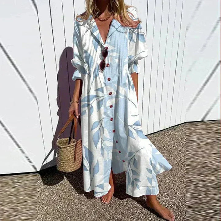 Elegant women's flowy maxi dress in a relaxed boho style, great for summer, holidays, or casual outings.