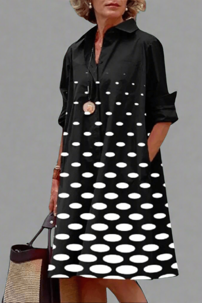 Women's elegant flowy midi dress, comfortable for summer & spring. Stylish loose fit casual everyday dress.