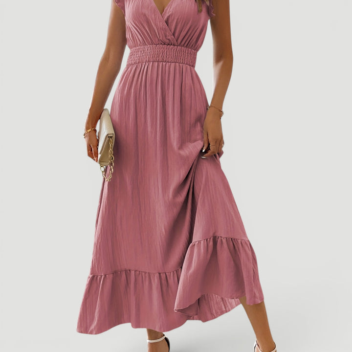 Beautiful flowy V-neck maxi dress for women, perfect elegant summer evening, party & formal wear.