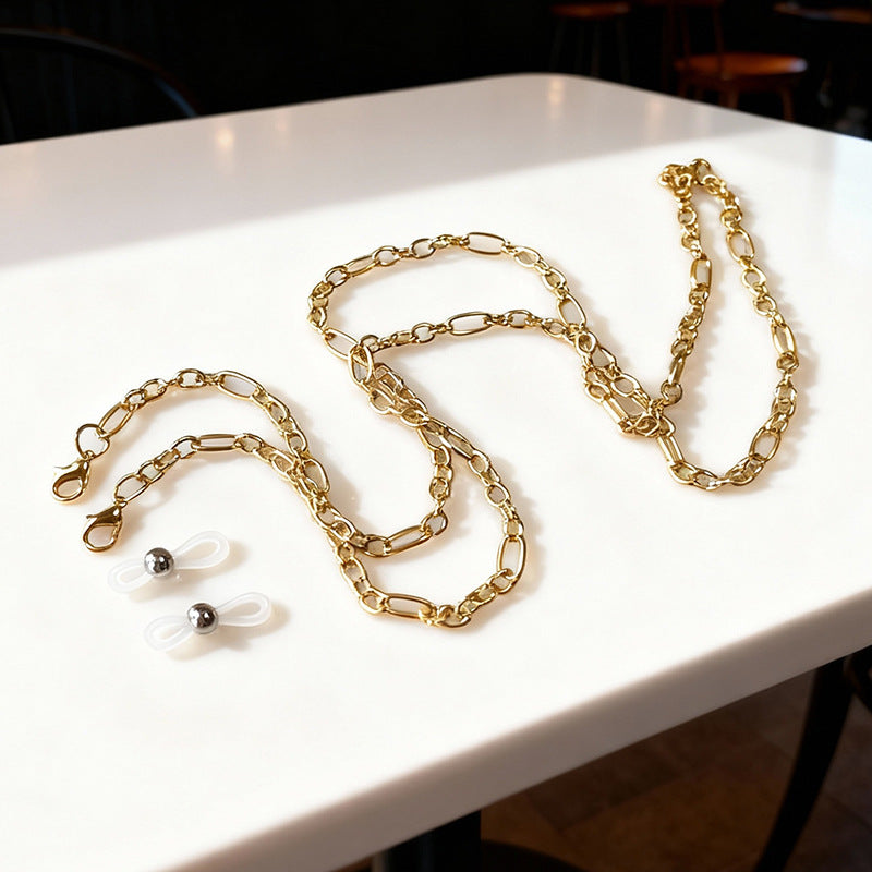 Women's elegant gold-tone chain link statement necklace, perfect for chic fashion accessories.