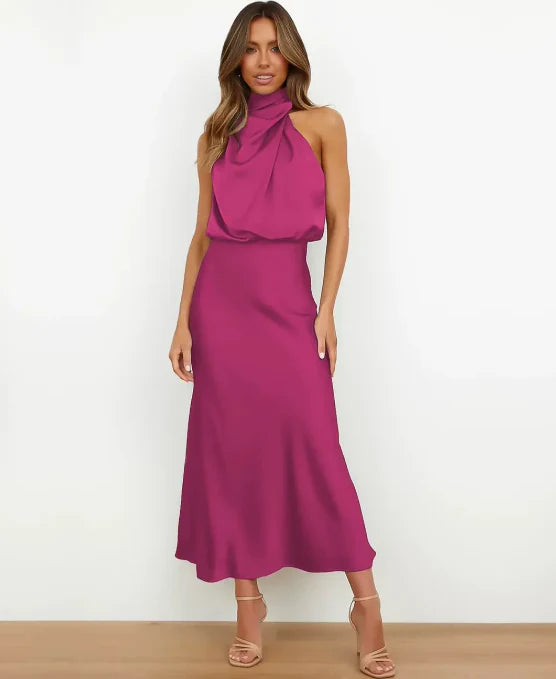 Stylish women's midi dress, high waist & elegant for party and casual outings.