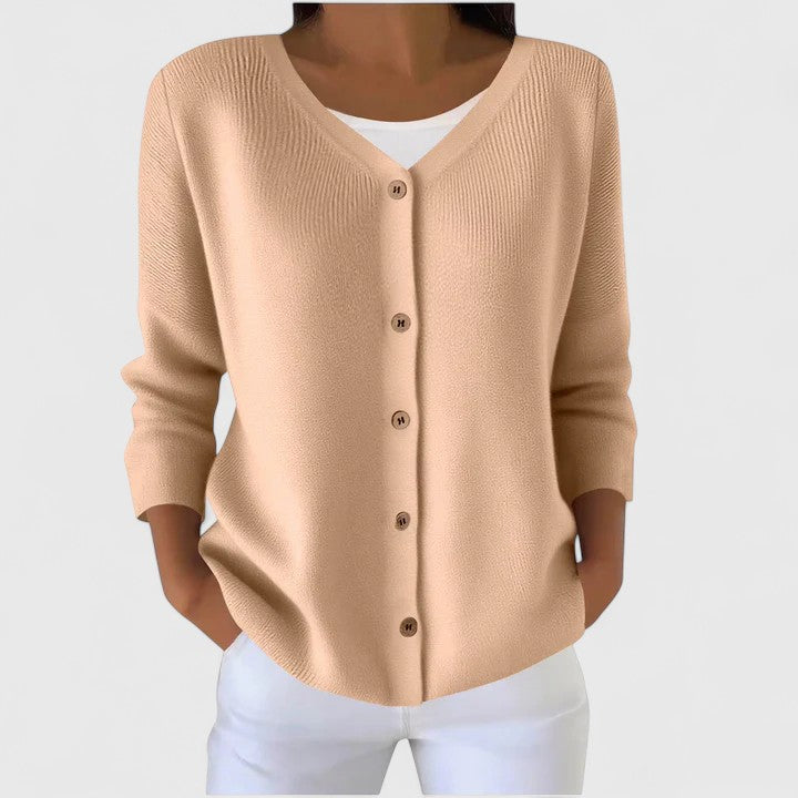 Stylish women's hooded button-down cardigan, a versatile layer for fall fashion & cozy spring evenings.