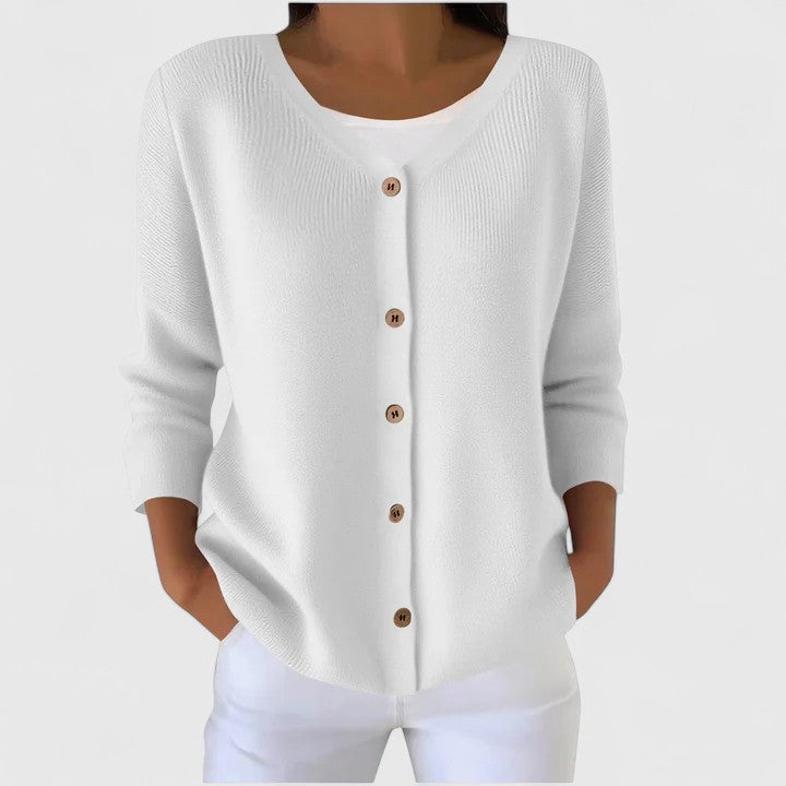 Versatile women's hooded cardigan, button-down, perfect for elegant layering in fall, spring, or casual wear.