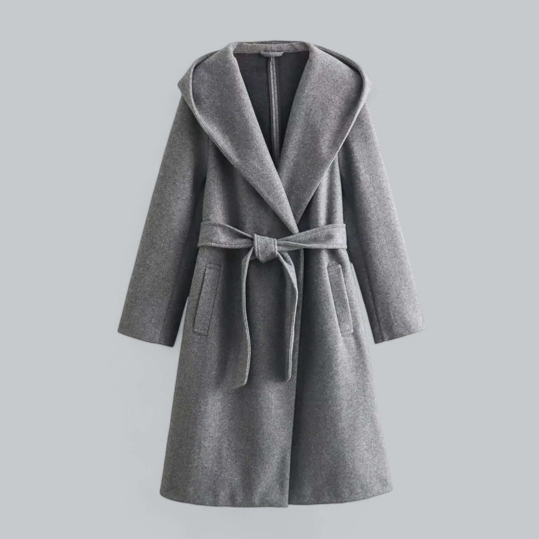 Versatile women's hooded long trench coat, perfect for stylish layering in cooler weather.