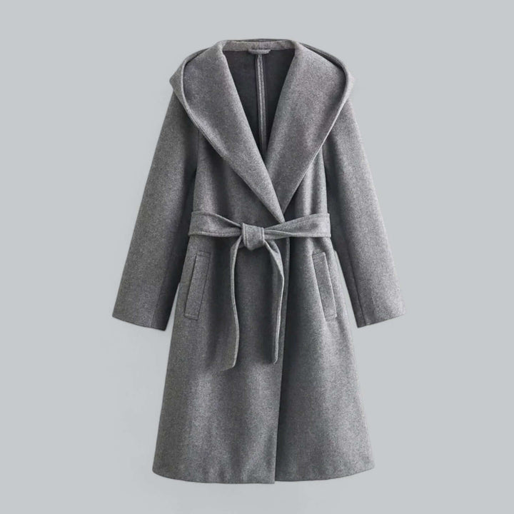 Versatile women's hooded long trench coat, perfect for stylish layering in cooler weather.