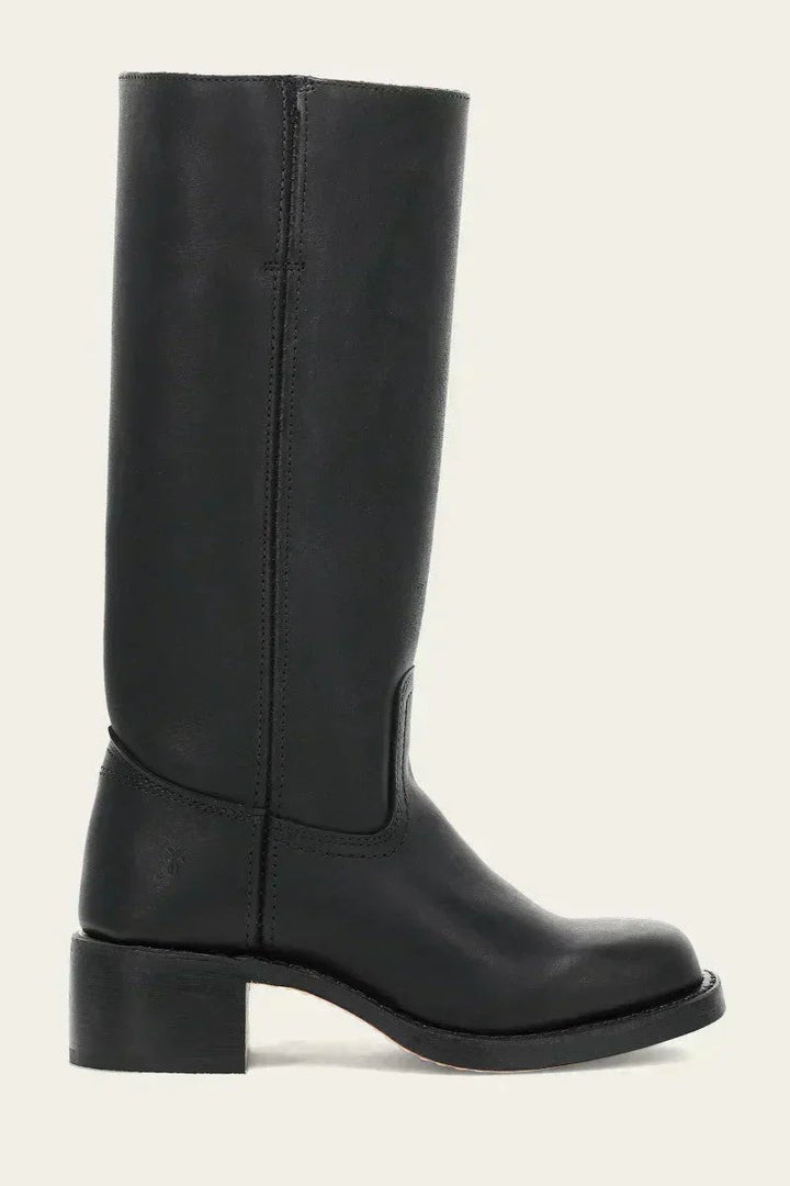 Tall black block-heel boots for women, chic and comfortable, ideal for winter fashion.
