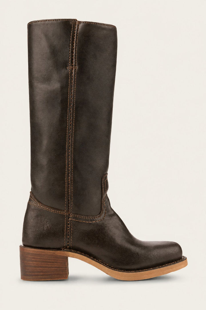 Comfortable khaki knee-high boots with a sturdy block heel, ideal for stylish women.