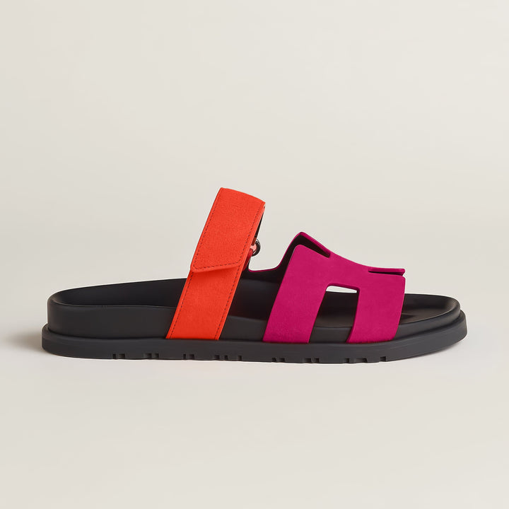 Women's comfortable elegant sandals worn by a model, showcasing their chic look and easy wear.