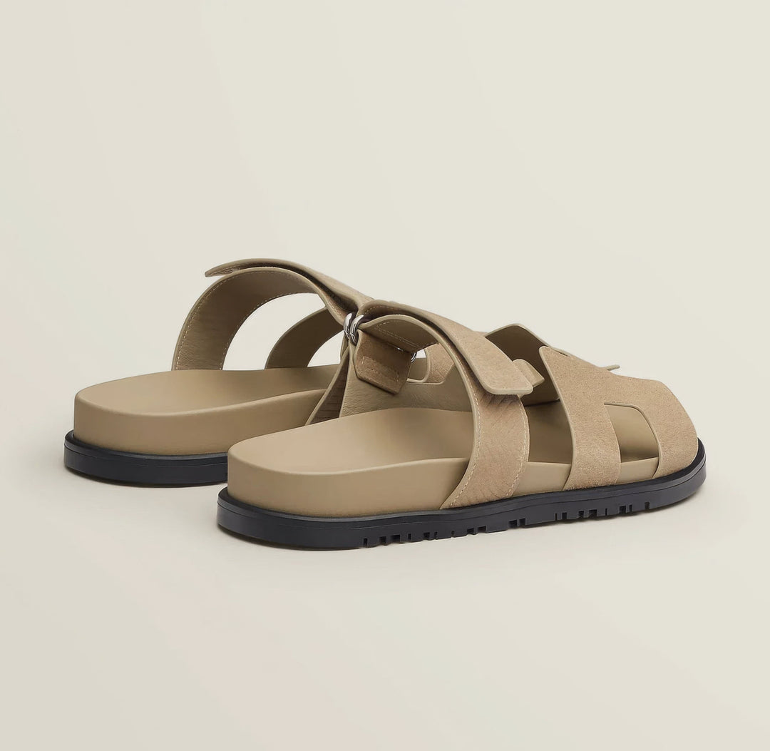 Close-up of the women's comfortable leather strap sandals, highlighting the elegant design.