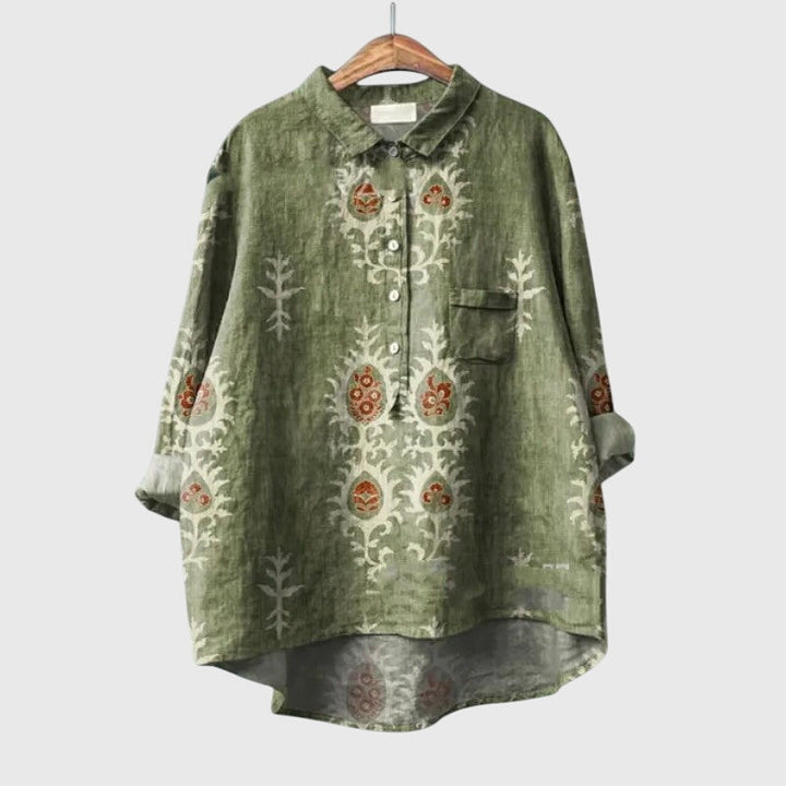 Spring fashion women's floral print blouse, lightweight, round neck top for effortless elegance.