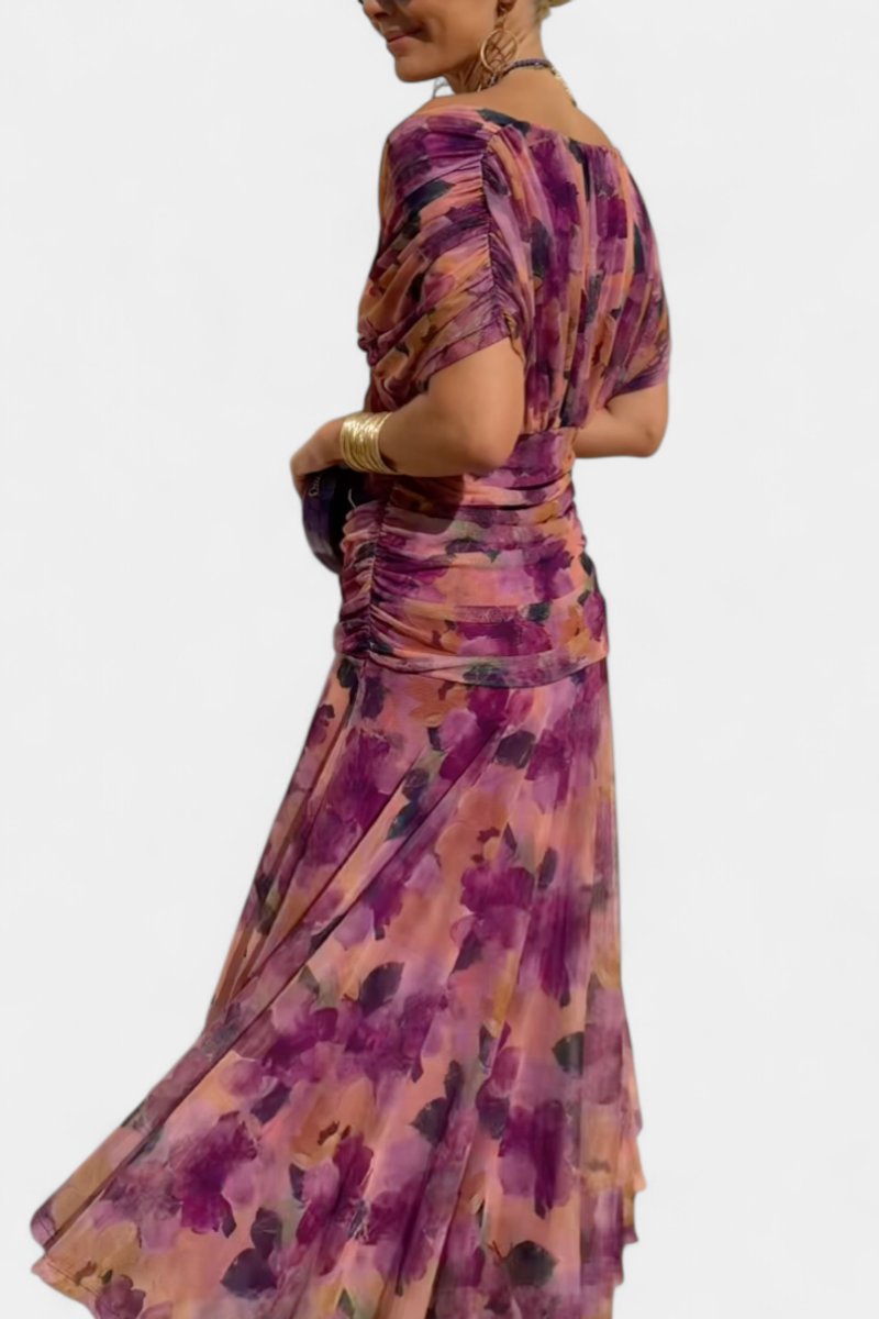 Gorgeous off-shoulder red maxi dress, a flowing party gown perfect for formal occasions.