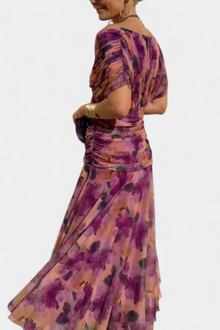 Gorgeous off-shoulder red maxi dress, a flowing party gown perfect for formal occasions.