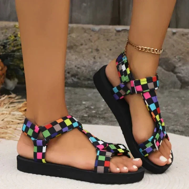 Comfortable orthopedic women's sandals in stylish lilac/khaki. Perfect for elegant everyday wear & support.