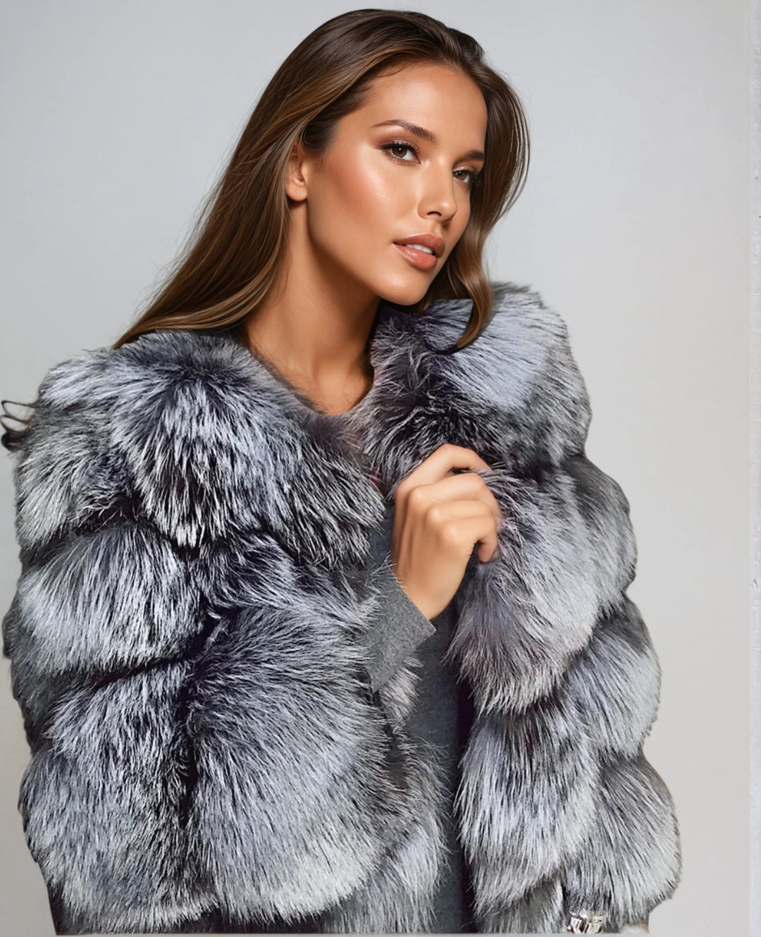 Plush & cozy women's winter jacket, an elegant and luxurious outerwear piece for cold weather.