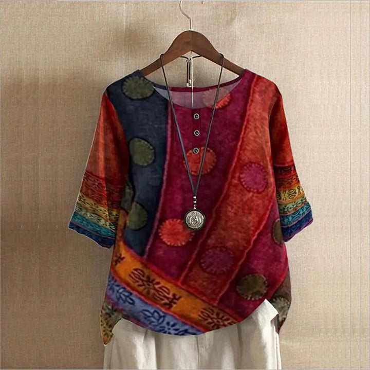 Flattering women's round-neck top. This elegant & comfortable shirt is perfect for everyday style & versatile layering.