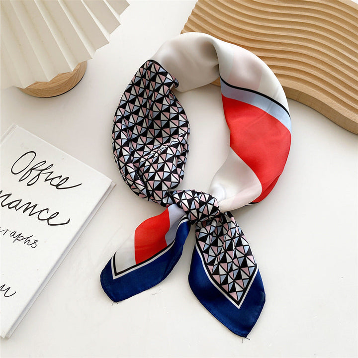 Women's elegant leopard print satin square scarf, ideal as a stylish fashion accessory.