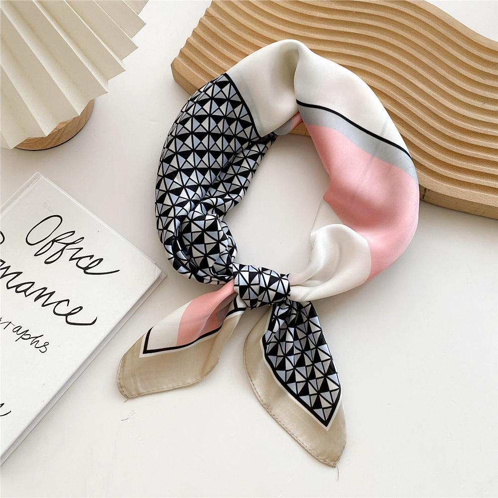 Women's versatile satin leopard print neck scarf, a beautiful printed fashion accessory.