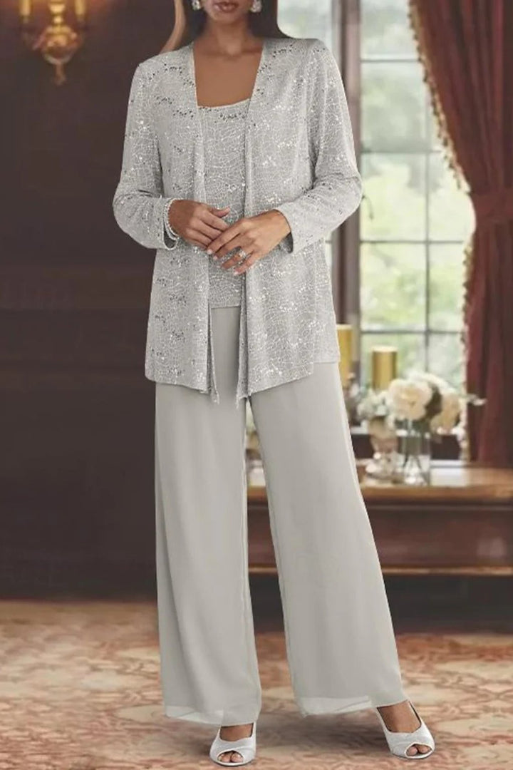 Glamorous women's sequin wide-leg trouser set, perfect for parties & special occasions.