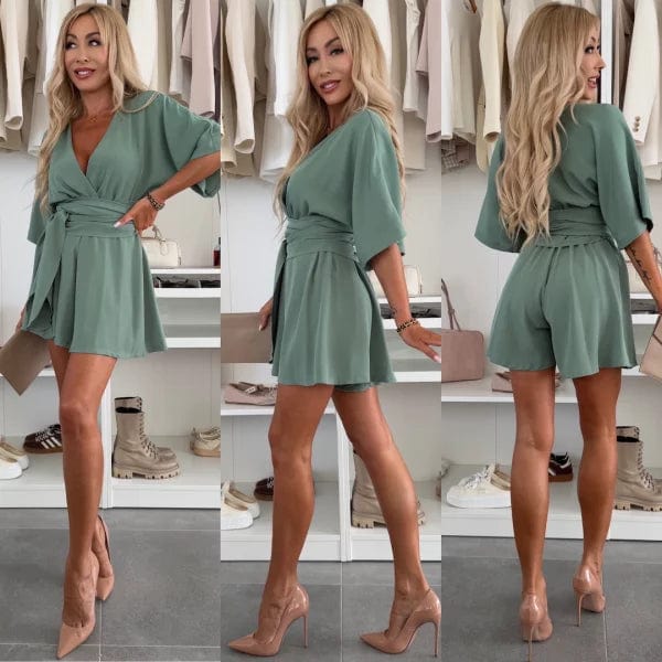 Versatile short sleeve wrap dress for women, embodying elegant summer and spring fashion with a casual chic look.