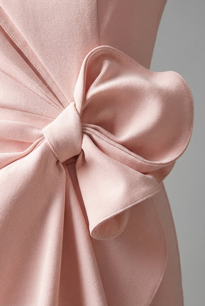 Sleek women's pencil midi cocktail dress, elegant and sleeveless with a flattering bow waist, ideal for special occasions.
