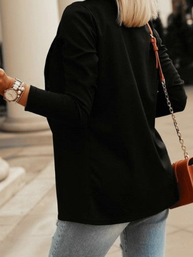 Trendy women's slim-fit blazer, a must-have elegant outerwear for spring fashion & business casual autumn looks.